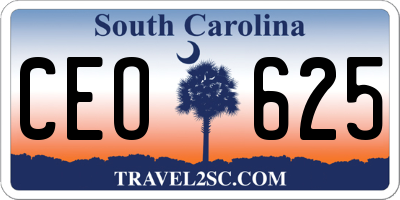 SC license plate CEO625