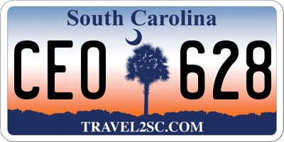 SC license plate CEO628