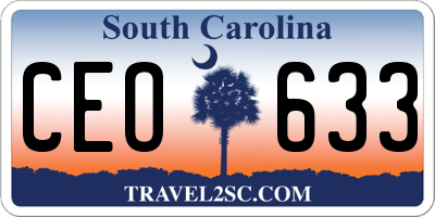 SC license plate CEO633
