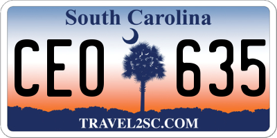SC license plate CEO635