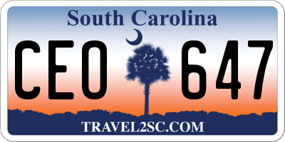SC license plate CEO647