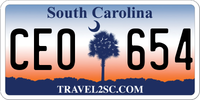 SC license plate CEO654