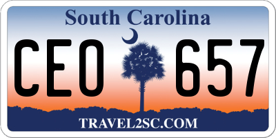 SC license plate CEO657