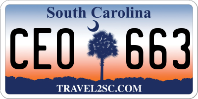 SC license plate CEO663