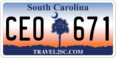SC license plate CEO671