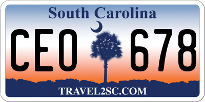 SC license plate CEO678