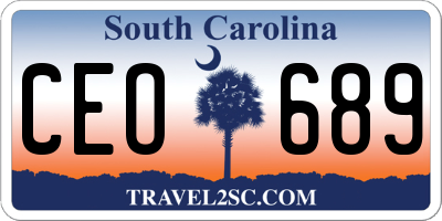 SC license plate CEO689