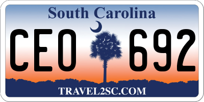 SC license plate CEO692