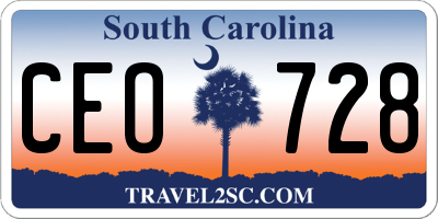 SC license plate CEO728