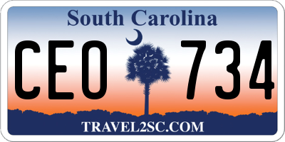 SC license plate CEO734