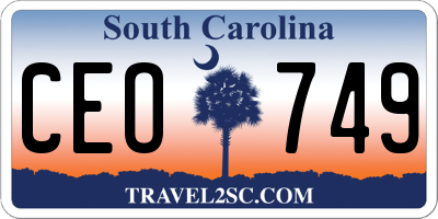 SC license plate CEO749