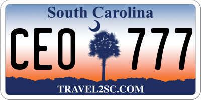 SC license plate CEO777