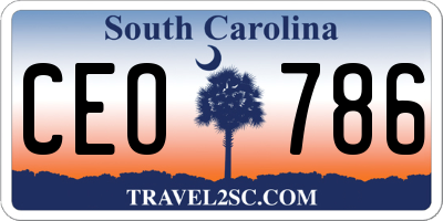 SC license plate CEO786
