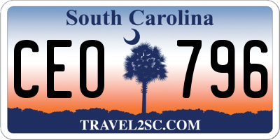 SC license plate CEO796