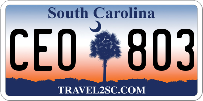 SC license plate CEO803