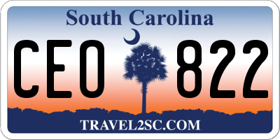SC license plate CEO822