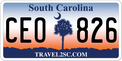 SC license plate CEO826