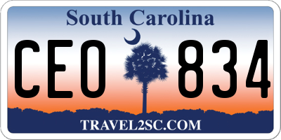 SC license plate CEO834