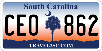 SC license plate CEO862