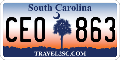 SC license plate CEO863