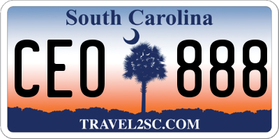 SC license plate CEO888
