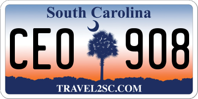 SC license plate CEO908