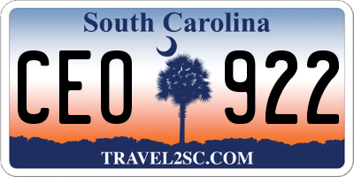 SC license plate CEO922