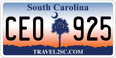 SC license plate CEO925