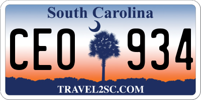 SC license plate CEO934