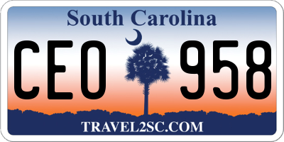 SC license plate CEO958