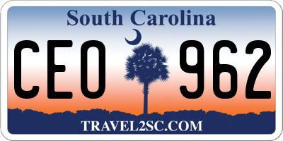 SC license plate CEO962