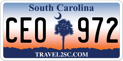 SC license plate CEO972