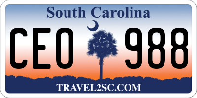 SC license plate CEO988
