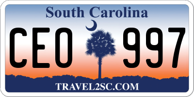 SC license plate CEO997