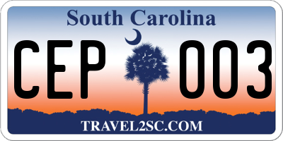SC license plate CEP003