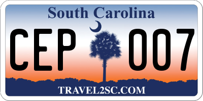 SC license plate CEP007