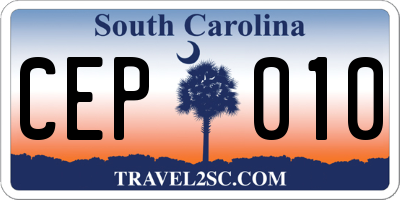 SC license plate CEP010