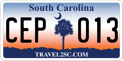 SC license plate CEP013