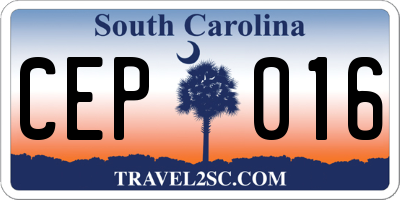 SC license plate CEP016
