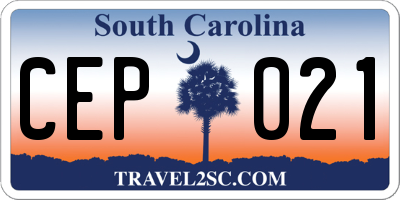 SC license plate CEP021