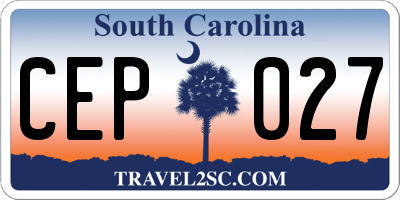 SC license plate CEP027