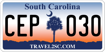 SC license plate CEP030