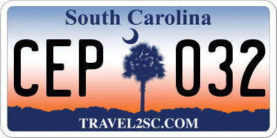 SC license plate CEP032