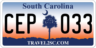 SC license plate CEP033