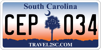 SC license plate CEP034