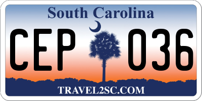 SC license plate CEP036