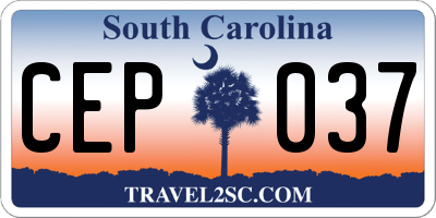 SC license plate CEP037