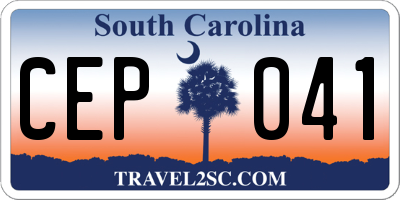 SC license plate CEP041