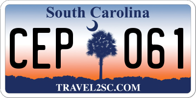 SC license plate CEP061
