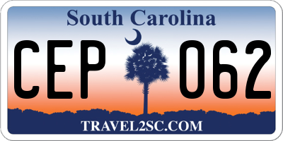 SC license plate CEP062